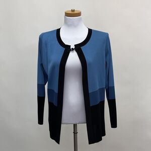 Exclusively Misook Women's Cardigan Sweater Small Petite Blue Black